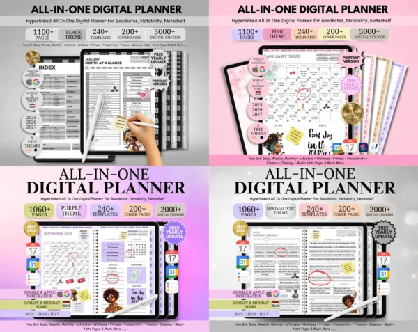 All-in-One 2025-2027 Digital Planner, Interactive Daily, Weekly, Monthly, Goodnotes & Google Calendar Sync - Image 9