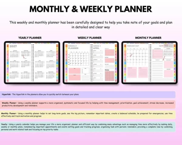 All-in-One 2025-2027 Digital Planner, Interactive Daily, Weekly, Monthly - Image 3